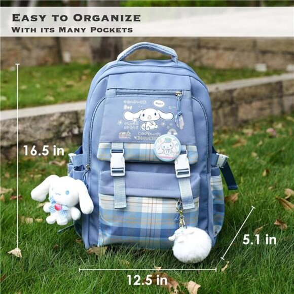 Kawaii Backpack Cute School Bag for Girls Japanese Cartoon Bookbag Blue - Picture 5 of 7